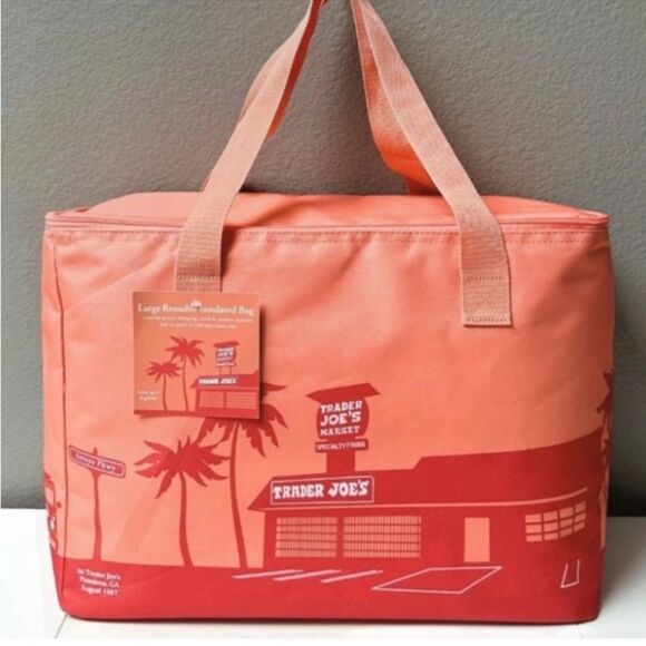 Trader Joe’s Insulated Grocery Bag Limited Edition 8 Gallon Peach Orange - Picture 1 of 11